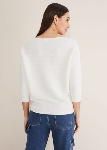 Phase Eight Nellie Rippleted Knitwear White Australia | ZQ0375416